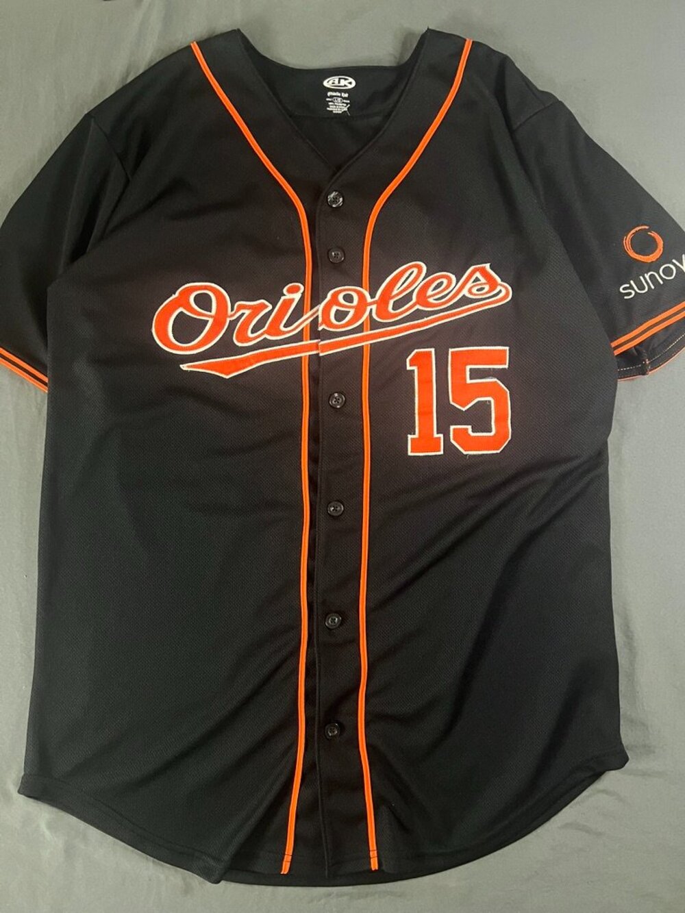 Baltimore Orioles Baseball Jersey #15 Athletic Knit Men’s Large Black